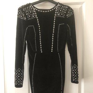 Velvet Pearl Bodycon Dress Open Back